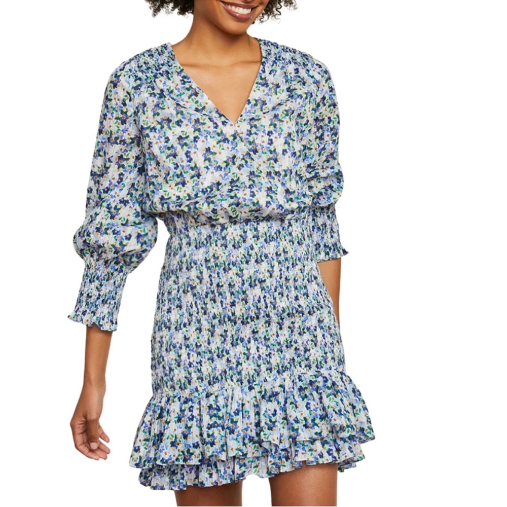 Veronica Beard Darrah Floral Smocked Mini Dress NWT